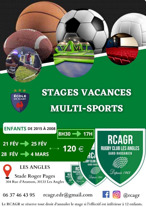 💚🤍 STAGES VACANCES RUGBY