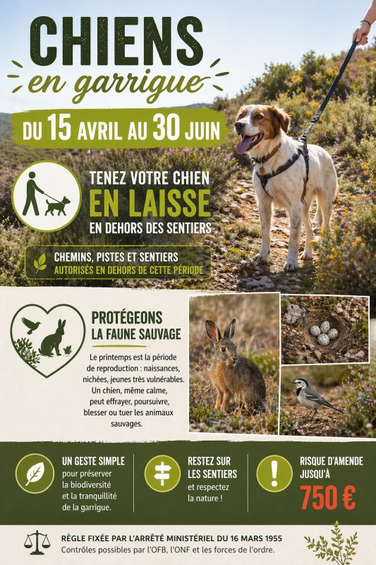 Chiens en garrigue : attention &agrave; la r&egrave;gle du printemps !
