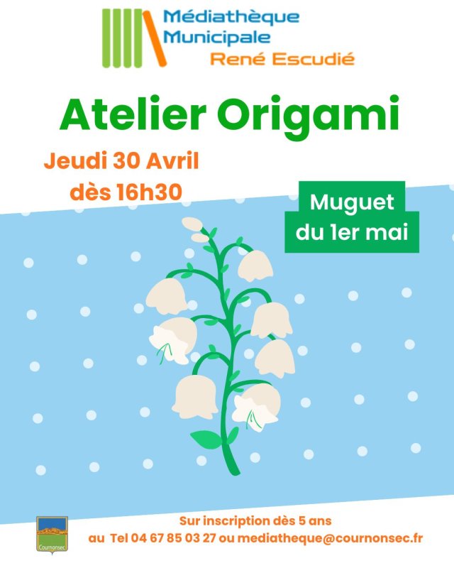 Atelier origami jeudi 30 avril
