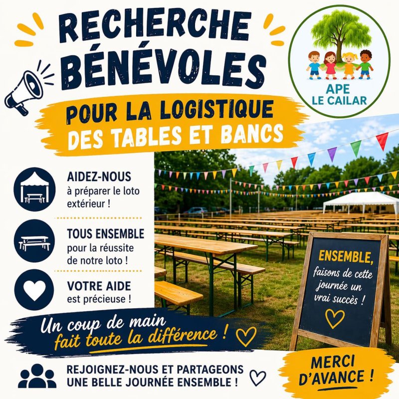 APE CHERCHE BENEVOLES POUR SON LOTO DU 3 MAI