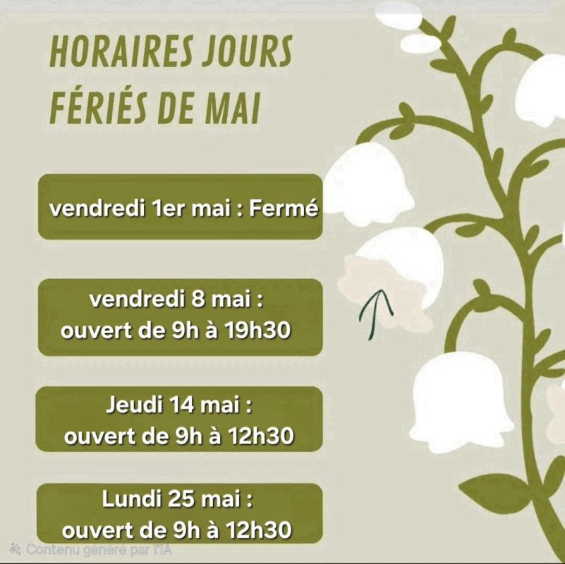 HORAIRES JOURS FERIES DE MAI