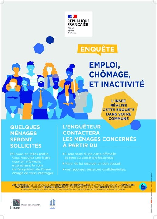 ⚠ INFORMATION DE L'INSEE : Enqu&ecirc;te statistique sur l&rsquo;emploi, le ch&ocirc;mage et l&rsquo;inactivit&eacute; sur la commune de Clarensac