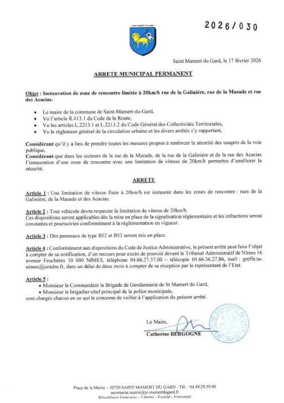 Nouvelle r&eacute;glementation de circulation &ndash; Secteurs Mazade, Acacias et Galini&egrave;re