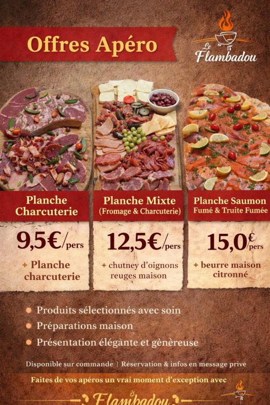 Le flambadou vous propose ses planches ap&eacute;ro
