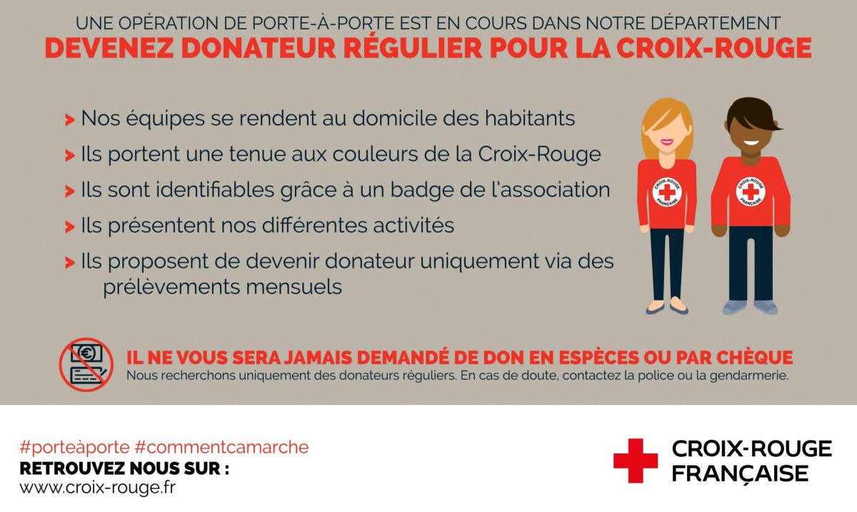 CROIX ROUGE FRAN&Ccedil;AISE : CAMPAGNE DE SENSIBILISATION EN PORTE-&Agrave;-PORTE.