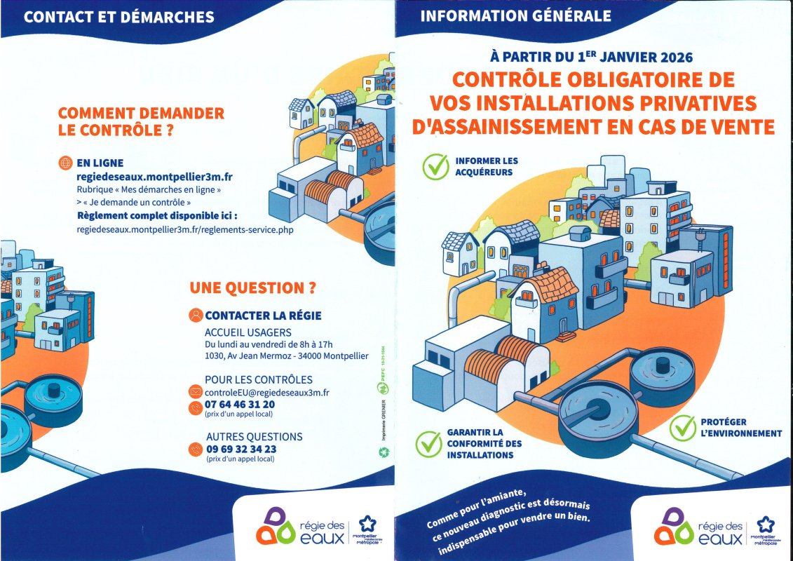 Contr&ocirc;le de l'assainissement en cas de vente d'un bien