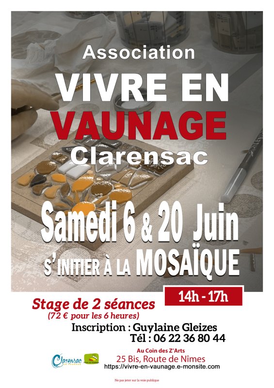 Stage Mosa&icirc;que le 6 & 20 Juin