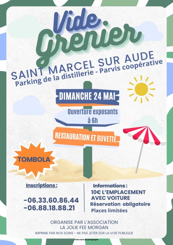 VIDE-GRENIER DE LA JOLIE F&Eacute;E MORGAN. DIMANCHE 24 MAI.