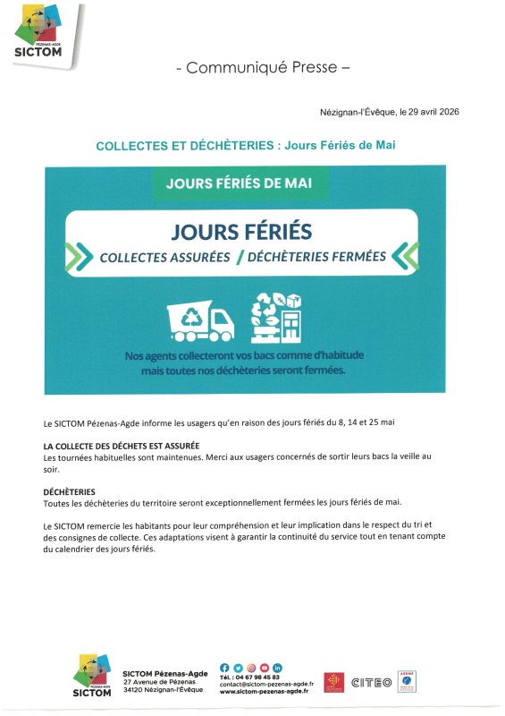 FERMETURE D&Eacute;CH&Egrave;TERIES