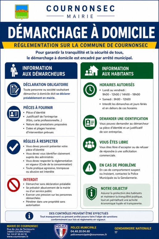 D&eacute;marchage &agrave; domicile : une r&eacute;glementation mise en place &agrave; Cournonsec