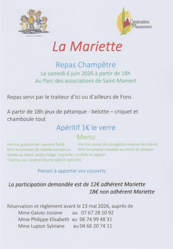 Repas Association La Mariette