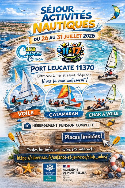 CLUB ADOS - SEJOUR MER - Du 26 au 31 JUILLET
