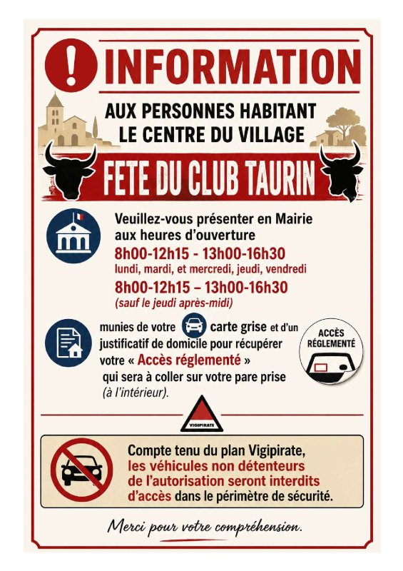 INFOS ET PROGRAMME F&Ecirc;TE DU CLUB TAURIN - 5 au 7 JUIN