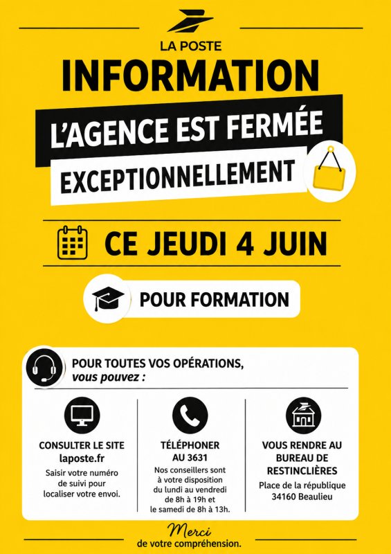 Fermeture exceptionnelle