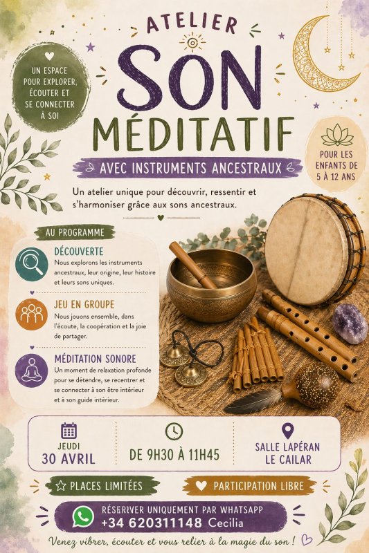 &Eacute;v&egrave;nement : ✨ATELIER SON M&Eacute;DITATIF ✨  avec instruments ancestraux