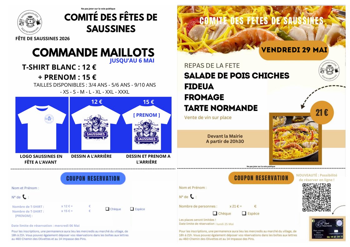 F&ecirc;tes votives : &agrave; vos commandes (date limite) ! T-shirts & repas du vendredi