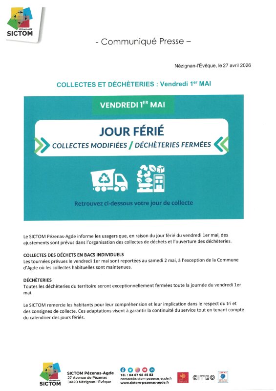 FERMETURE D&Eacute;CH&Egrave;TERIES