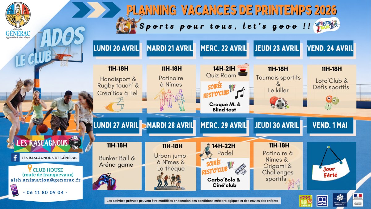 📢 [ 𝗜𝗡𝗙𝗢𝗥𝗠𝗔𝗧𝗜𝗢𝗡 ] - 𝗣𝗟𝗔𝗡𝗡𝗜𝗡𝗚𝗦 𝗗𝗘𝗦 𝗔𝗖𝗖𝗨𝗘𝗜𝗟𝗦 𝗗𝗘 𝗟𝗢𝗜𝗦𝗜𝗥𝗦 - 𝗖𝗟𝗨𝗕 𝗔𝗗𝗢𝗦