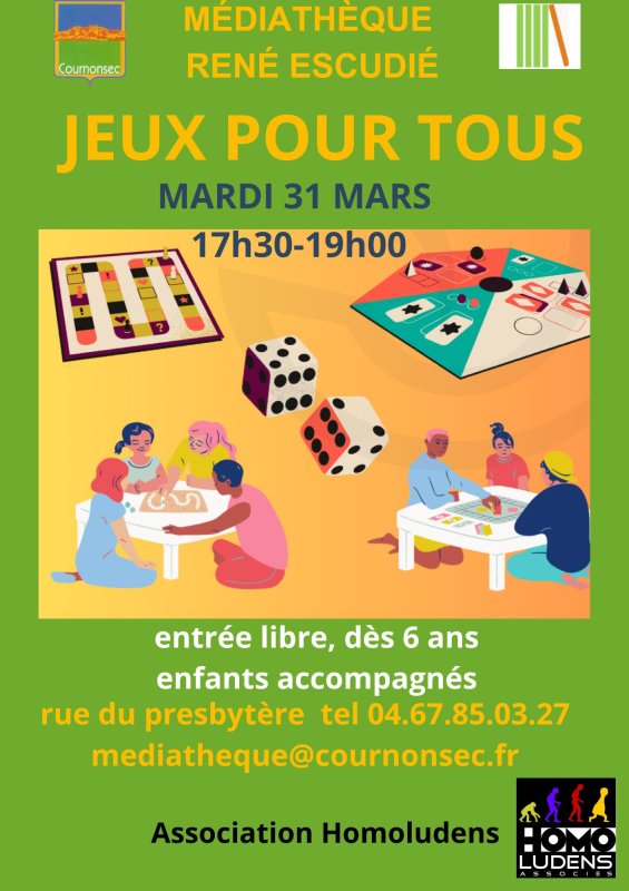 Jeux pour tous mardi 31 mars 17h30