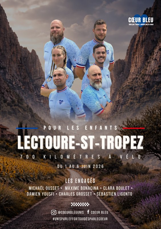 PASSAGE COURSE CYCLISTE SOLIDAIRE : ASSOCIATION COEUR BLEU MERCREDI 3 JUIN.