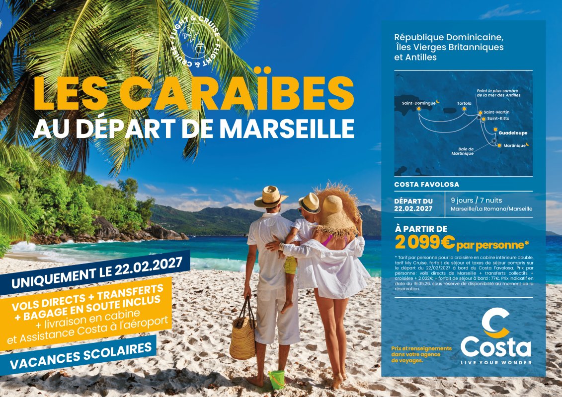 ☀️ CAP SUR LES CARA&Iuml;BES AVEC COSTA CROISI&Egrave;RES ☀️