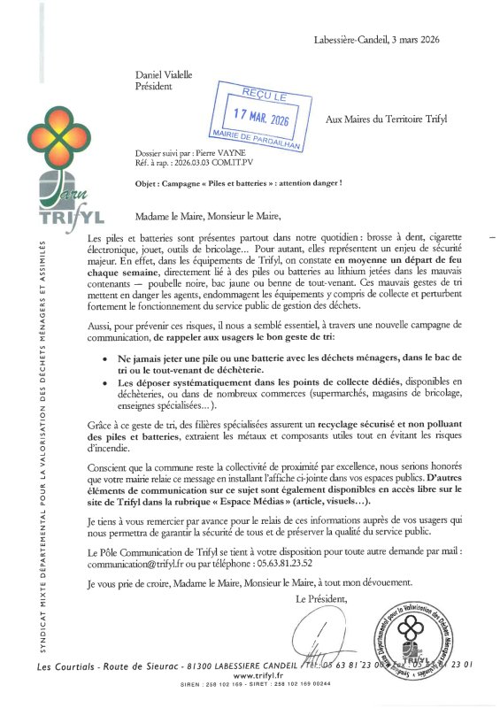 TRYFIL  : TRI DES PILES ET BATTERIES