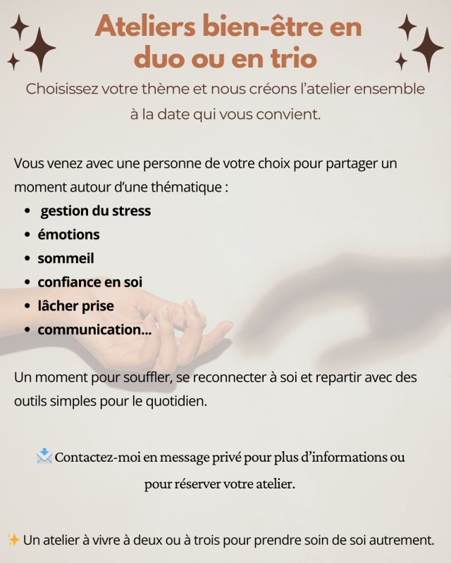 Ateliers bien-&ecirc;tre &agrave; co-cr&eacute;er en duo ou en trio