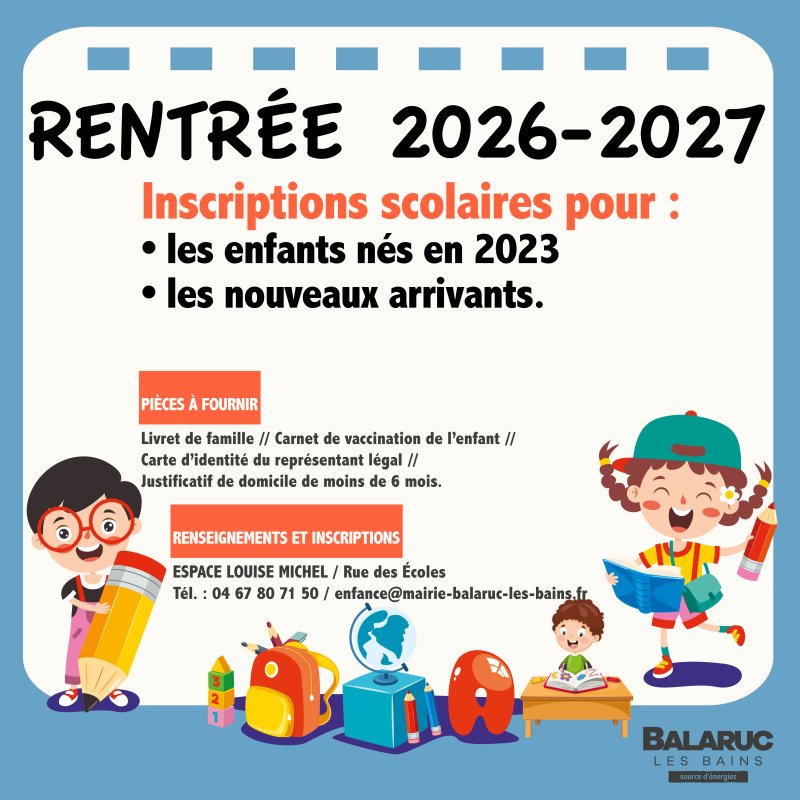 Inscriptions scolaires pour l&rsquo;ann&eacute;e 2026-2027