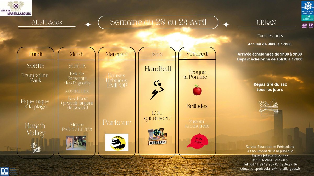 🌸🎨 VACANCES DE PRINTEMPS &ndash; ALSH ADOS (11-17 ans) 🏀🚴&zwj;♂️