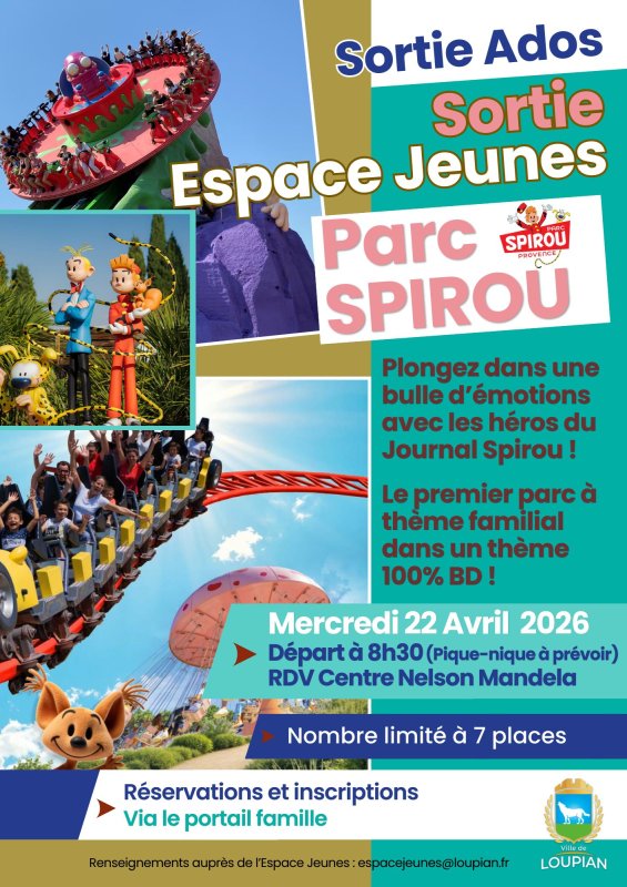 🌞 ​L&rsquo;&eacute;quipe de l&rsquo;Espace Jeunes a le plaisir de vous informer des prochaines sorties organis&eacute;es pendant les vacances scolaires de printemps !