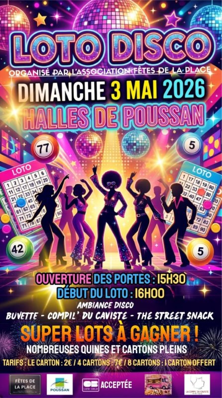 GRAND LOTO DANS LES HALLES LE DIMANCHE 03 MAI 2026 A PARTIR DE 15H30