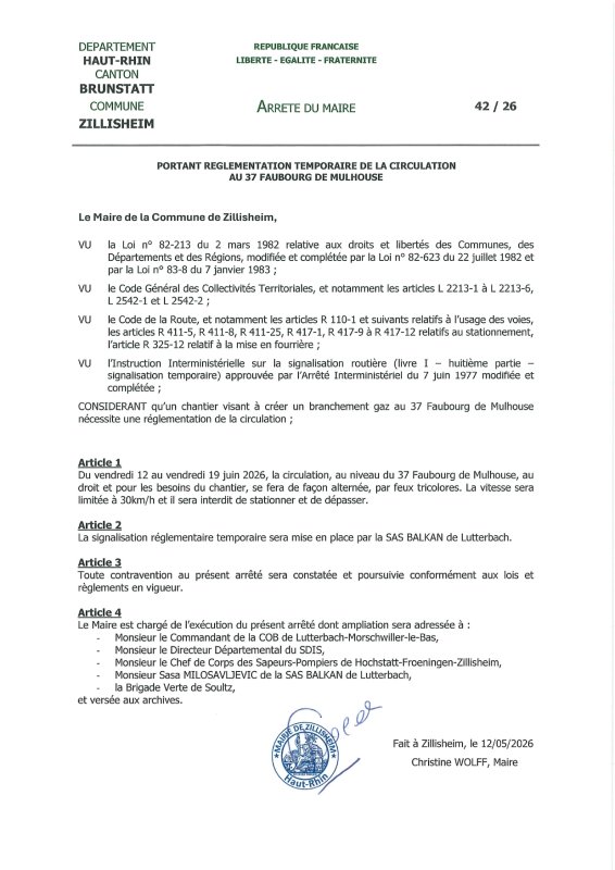 Modification temporaire de circulation