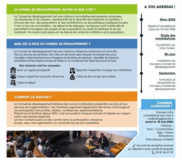 Appel &agrave; candidatures pour int&eacute;grer le Conseil de d&eacute;veloppement de S&egrave;te Agglop&ocirc;le M&eacute;diterran&eacute;e !
