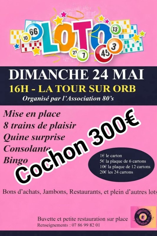 LOTO - Dimanche 24 mai - Association 80'S
