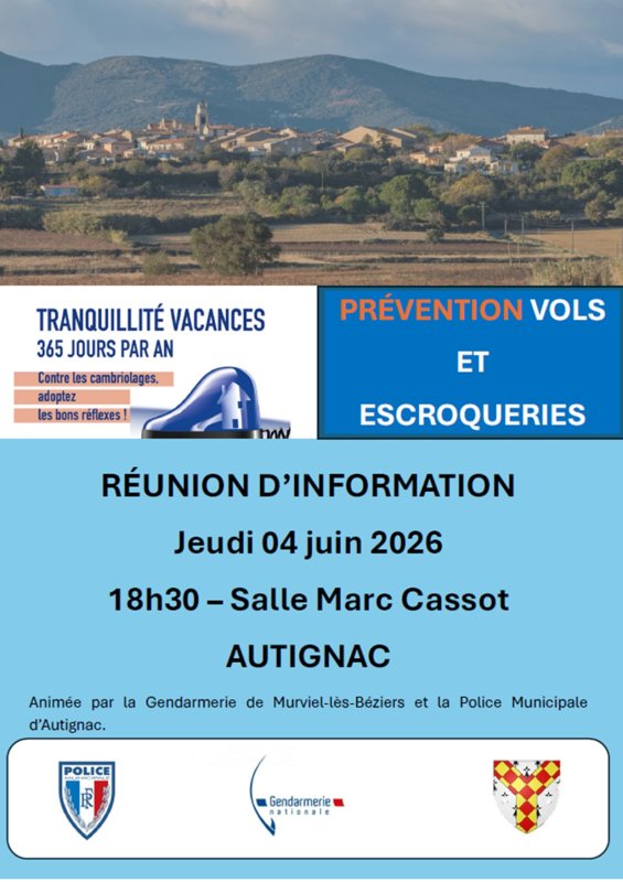 REUNION D'INFORMATION Pr&eacute;vention vols et escroqueries