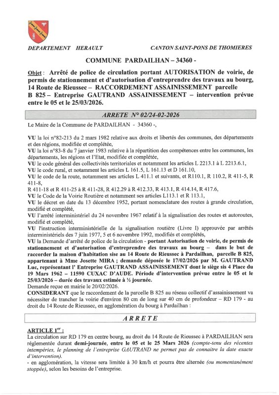 CIRCULATION RD179 ENTRE LE 05 ET LE 25/03/2026