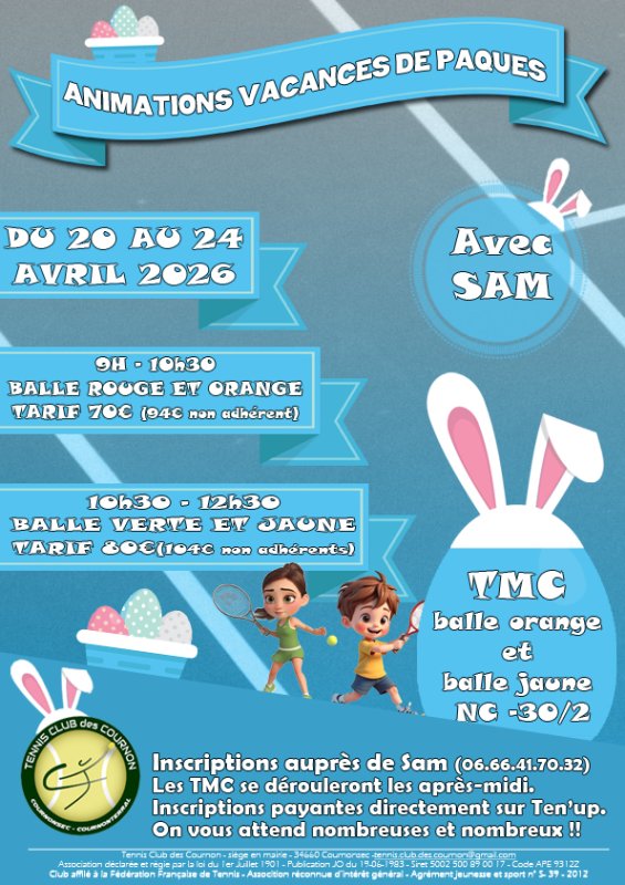 ANIMATION TENNIS Vacances de printemps