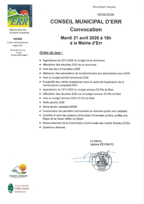 REUNION DU CONSEIL MUNICIPAL