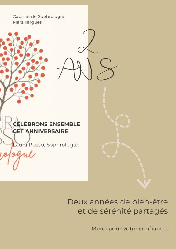 Le Cabinet de Sophrologie &agrave; Marsillargues f&ecirc;tera ses 2 ans le 1er mai 🎂