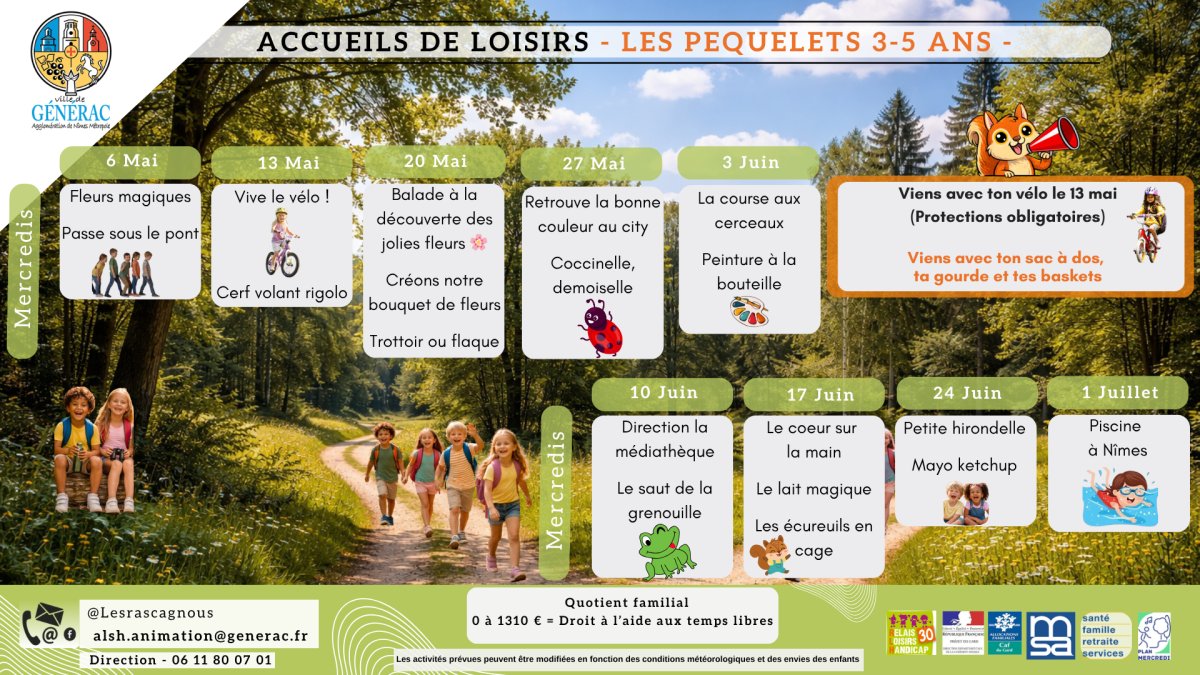 📣 [ 𝗜𝗡𝗙𝗢𝗥𝗠𝗔𝗧𝗜𝗢𝗡 ] - 𝗣𝗟𝗔𝗡𝗡𝗜𝗡𝗚𝗦 𝗗𝗘𝗦 𝗔𝗖𝗖𝗨𝗘𝗜𝗟𝗦 🚲🐞🐸🏸🏊📽️