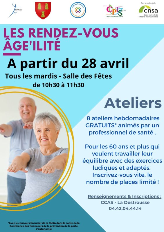 Les rendez-vous "Age'ilit&eacute;" sont de retour ! Les mardis du 28/04 au 16/06