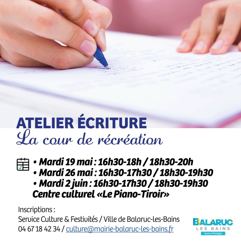 Ateliers d&rsquo;&eacute;criture : replongez en cour de r&eacute;cr&eacute;ation !