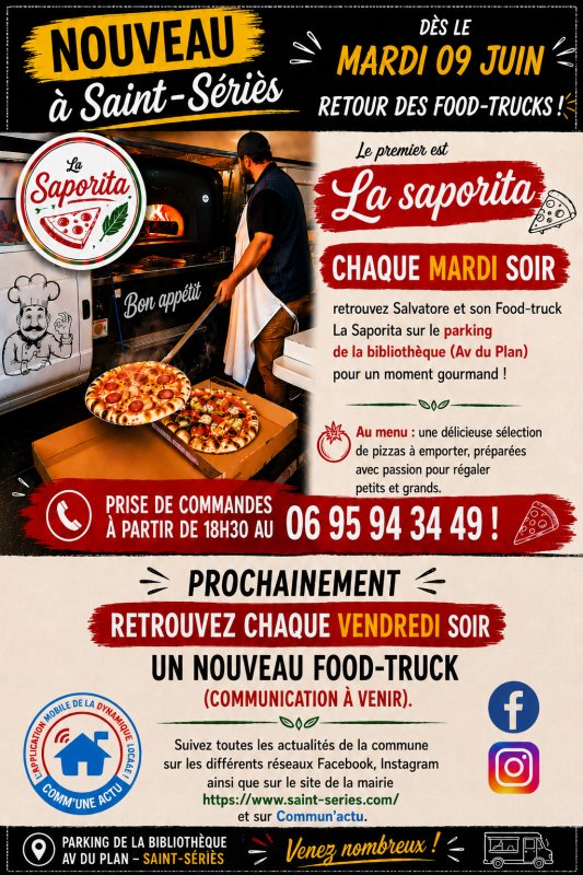 Nouveau - Retour des Food-Trucks &agrave; Saint S&eacute;ri&egrave;s