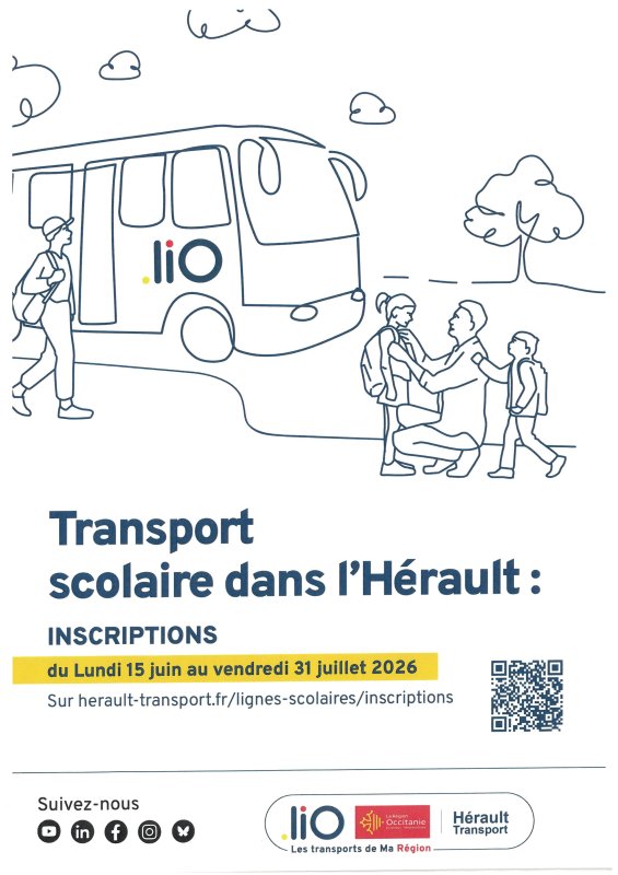 Inscriptions pour les transports scolaires de l&rsquo;ann&eacute;e 2026-2027 du 15 juin 2026 au 31 juillet 2026
