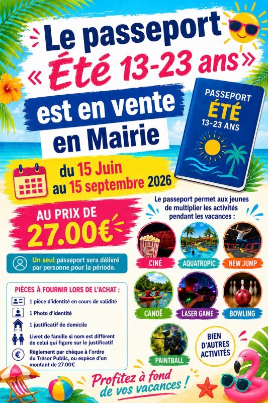 [PASSEPORT &Eacute;T&Eacute;] En vente &agrave; partir du lundi 15 juin en mairie